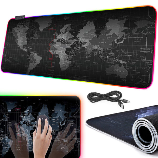 XXL Gaming musemåtte med LED Baggrundsbelysning 80x30 cm